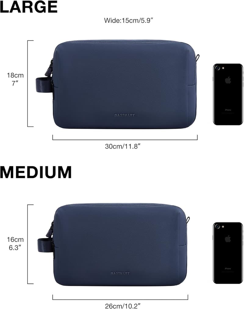 Wasserabweisende Kulturtasche für Herren – Travel Toiletry Organizer (Large, Blau)