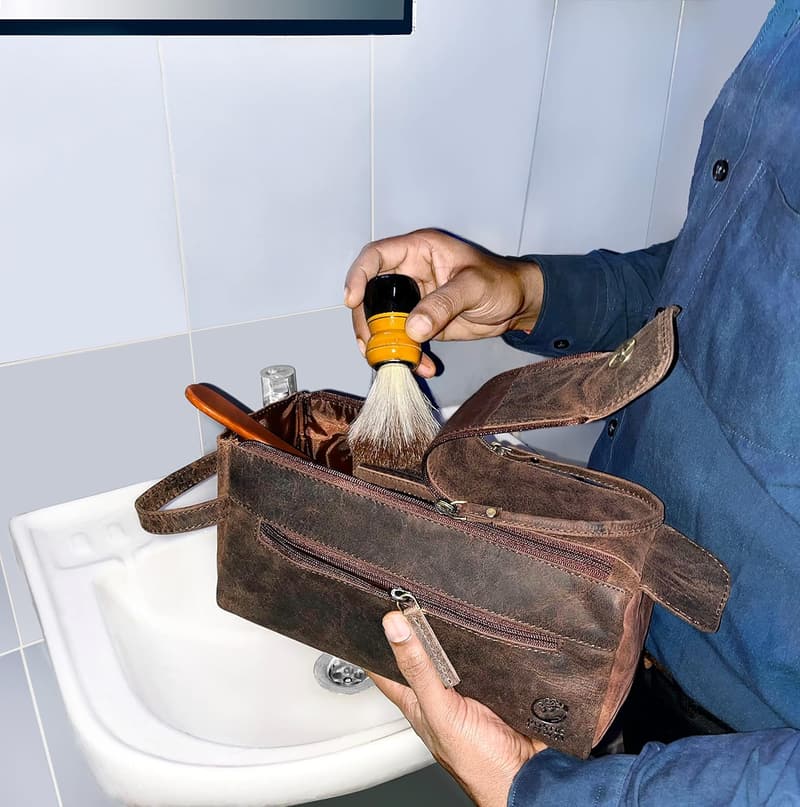 Leder-Kulturbeutel für Herren – Reise-Organizer für Toilettenartikel