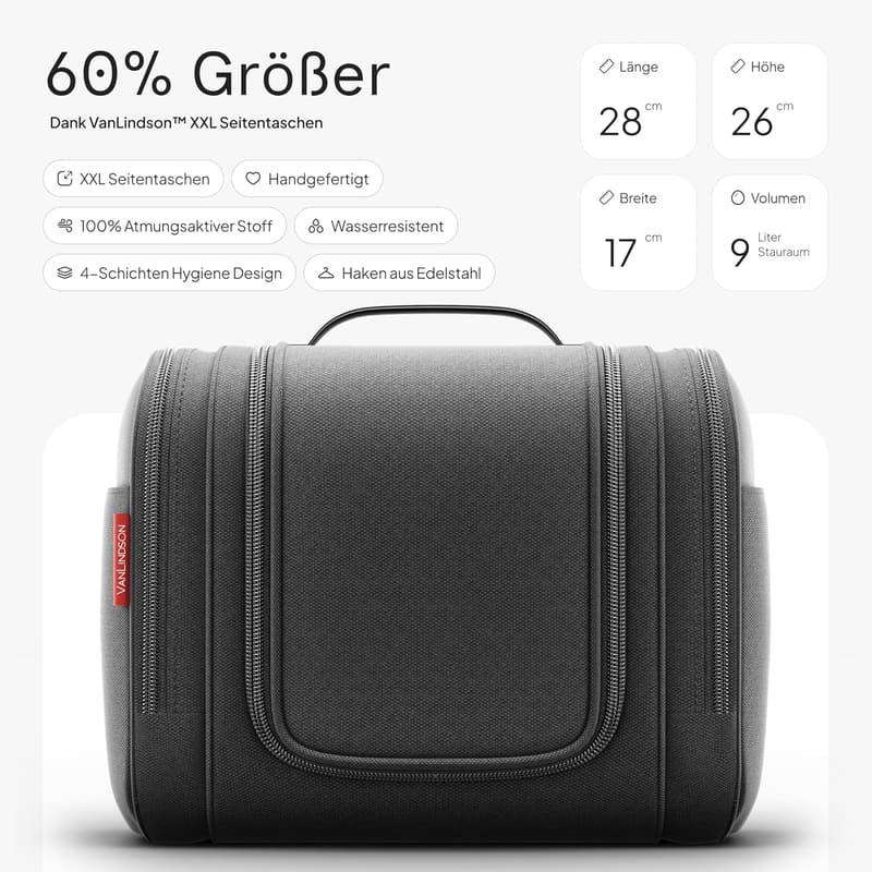 Kulturbeutel XXL - 9 Liter Aufbewahrung, ideal für Reisen