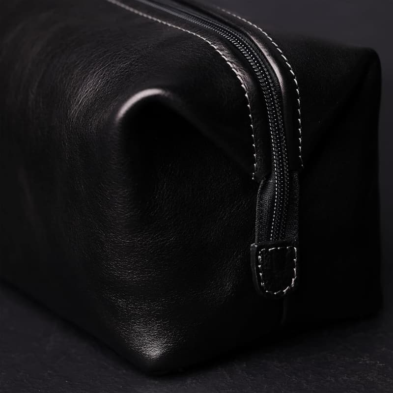 Hochwertige Leder-Waschtasche für Männer - Kulturbeutel 100% Echtleder