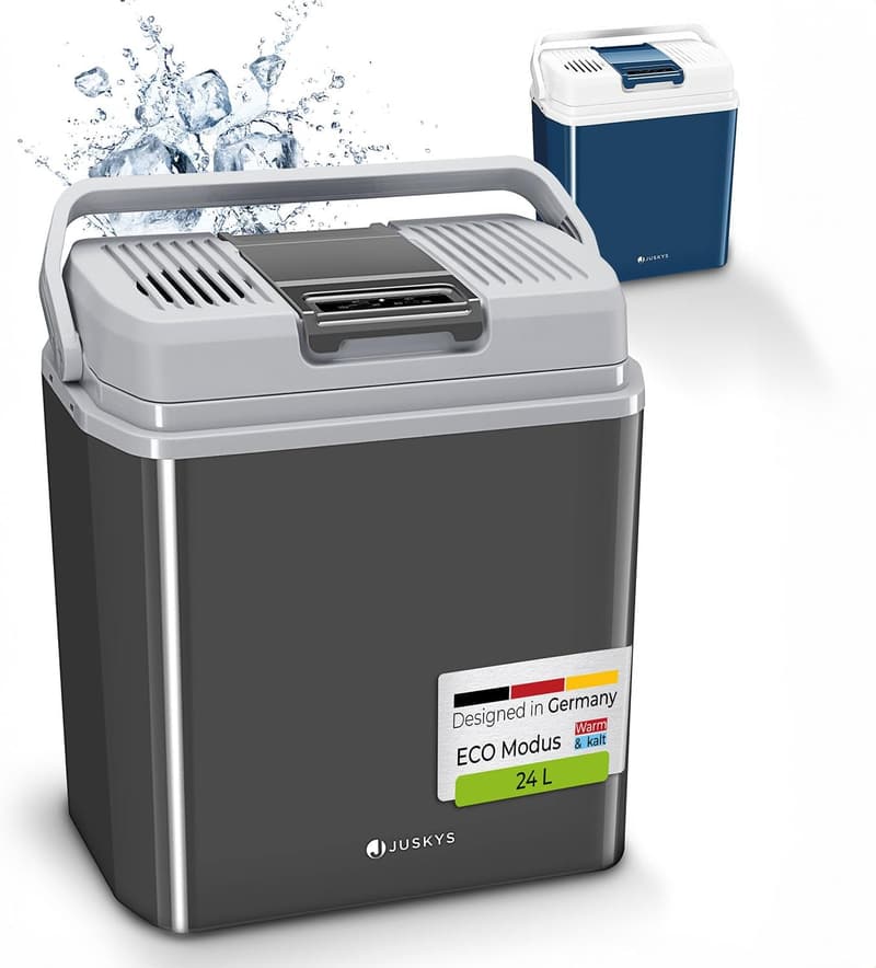 Elektrische Kühlbox 24 Liter für Auto und Camping - thermoelektrisch - Grau