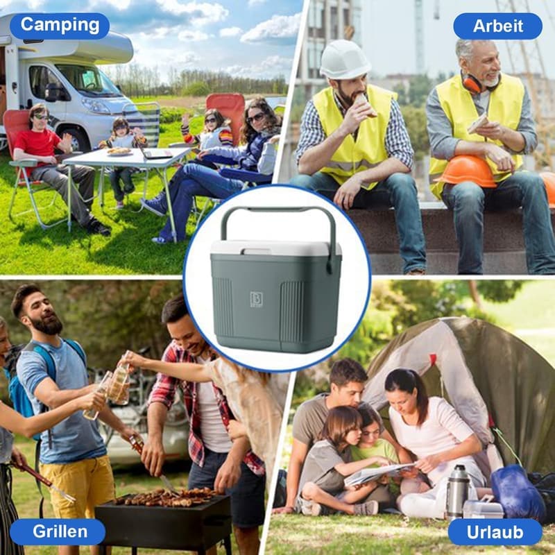 Kompakte Kühlbox 22L für Camping - Passiv, BPA-frei, inklusive 4 Kühlakkus