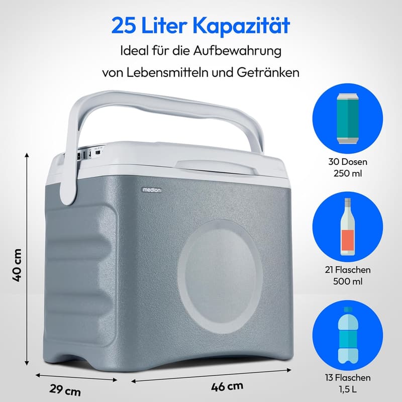 MEDION 25L Thermoelektrische Kühlbox für Auto und Camping