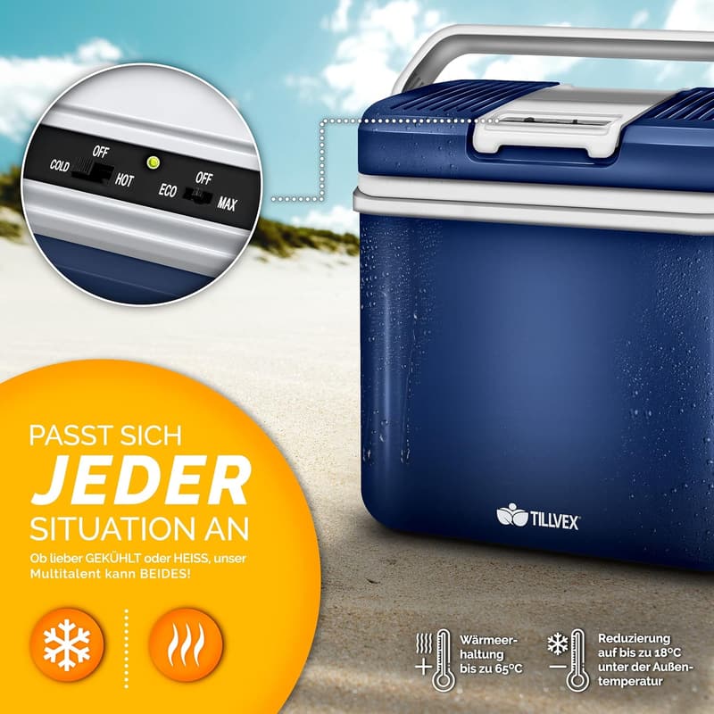 Elektrische Kühlbox 24L für Auto und Camping – kühlt & wärmt