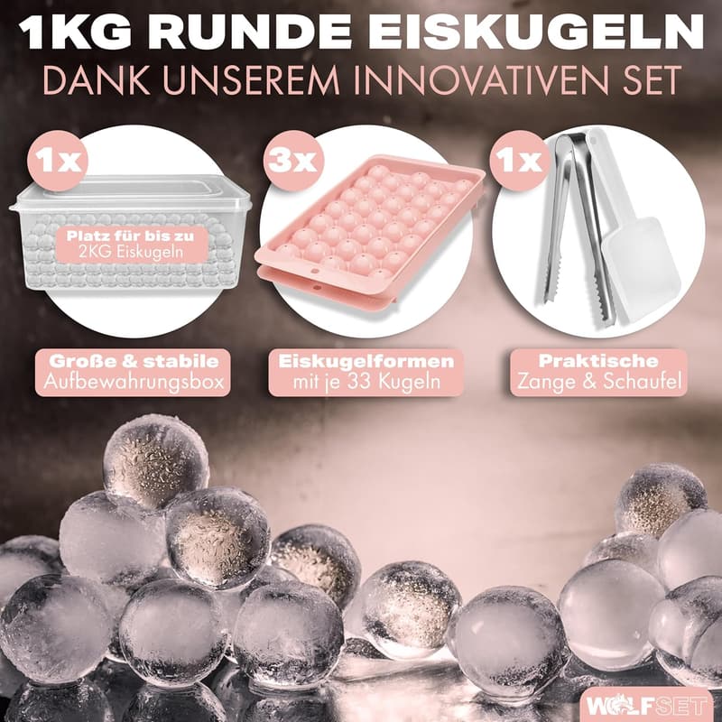 Eiswürfelform für 99 Kugeln – Ideal für Cocktails und Whisky