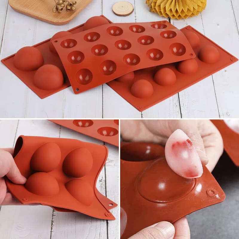 3er Set Silikonformen für Halbkreise – Schokolade, Gelee, Mousse