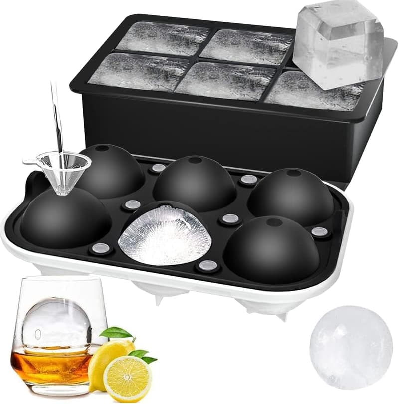 XXL Silikon-Eiswürfelform, 6-Fach Set, BPA-frei für Whisky und Cocktails