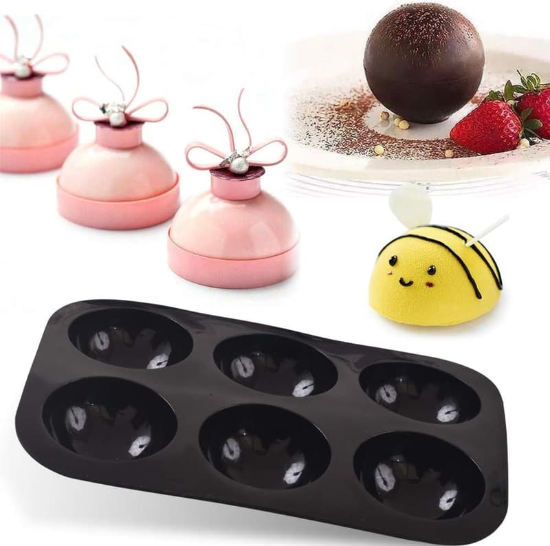 Silikonform für Halbkugeln – 6er Set für Schokoladenbomben und Desserts