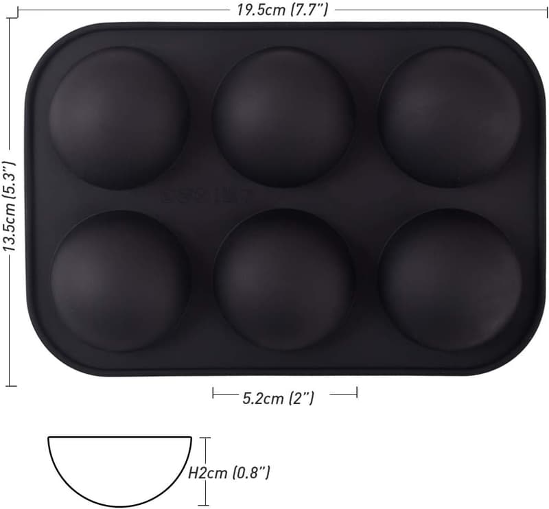 Silikonform für Halbkugeln – 6er Set für Schokoladenbomben und Desserts