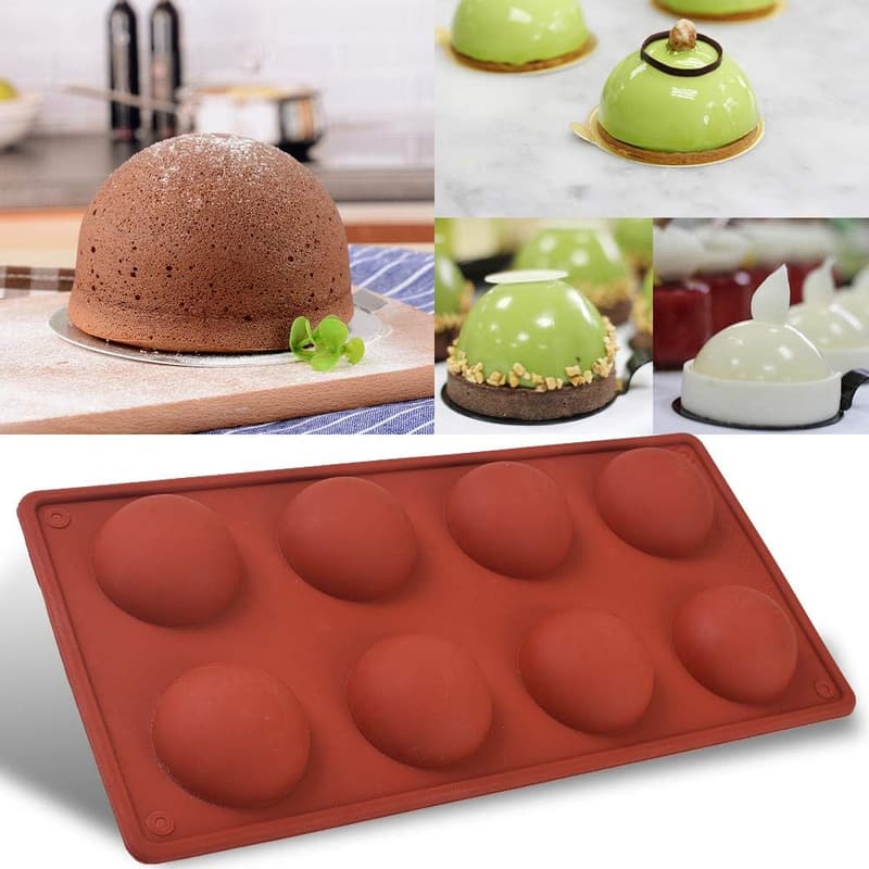 Halbkugel-Silikonform mit 8 Mulden für Schokolade und Desserts