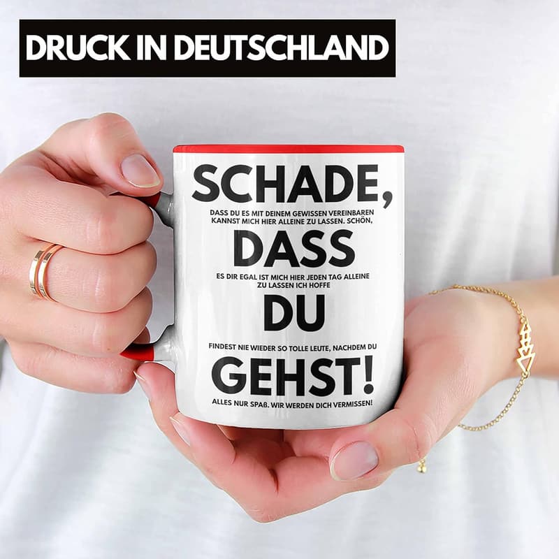Lustige Abschiedstasse für Kollegen beim Jobwechsel (Rot)