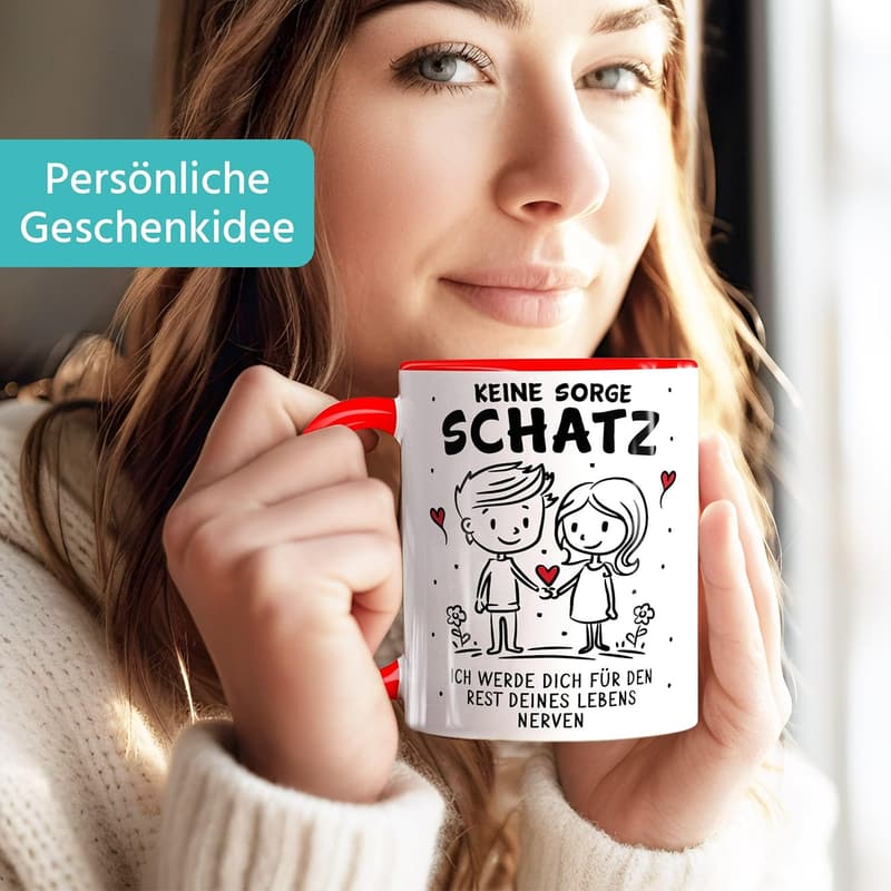 Valentinstag Kaffeetasse mit lustigem Strichmännchen für Paare