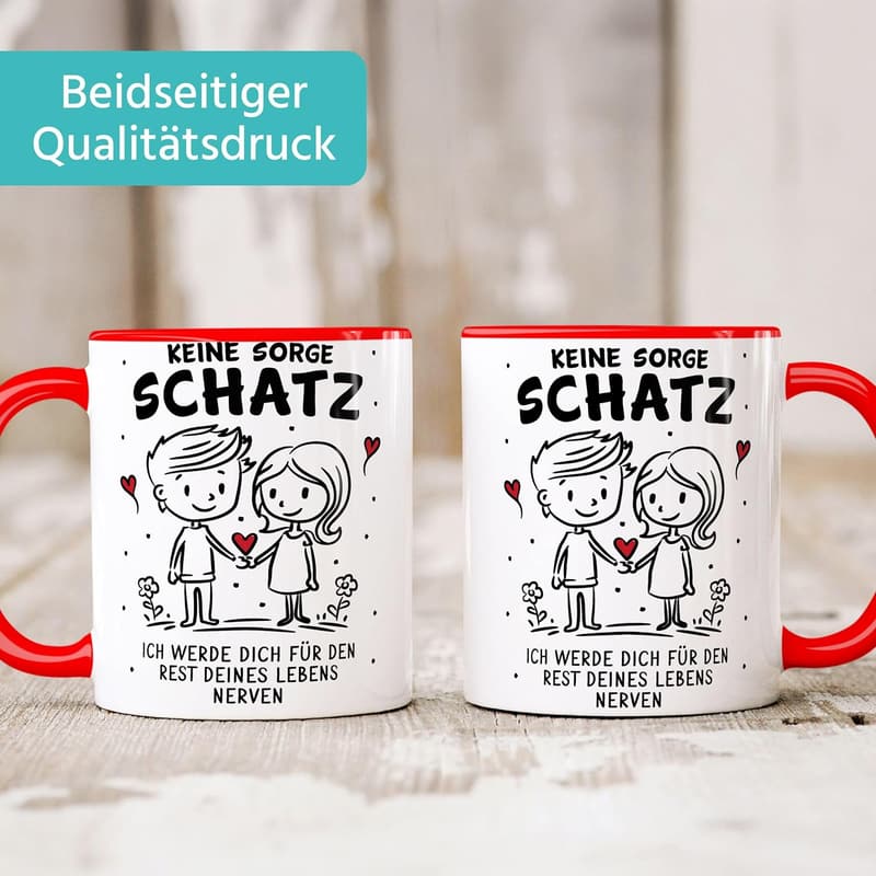 Valentinstag Kaffeetasse mit lustigem Strichmännchen für Paare