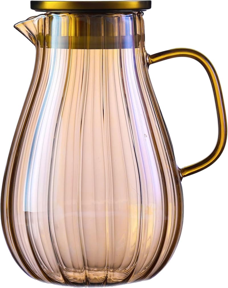 Borosilikatglas Karaffe mit Deckel – 1,8L für Getränke und Saft