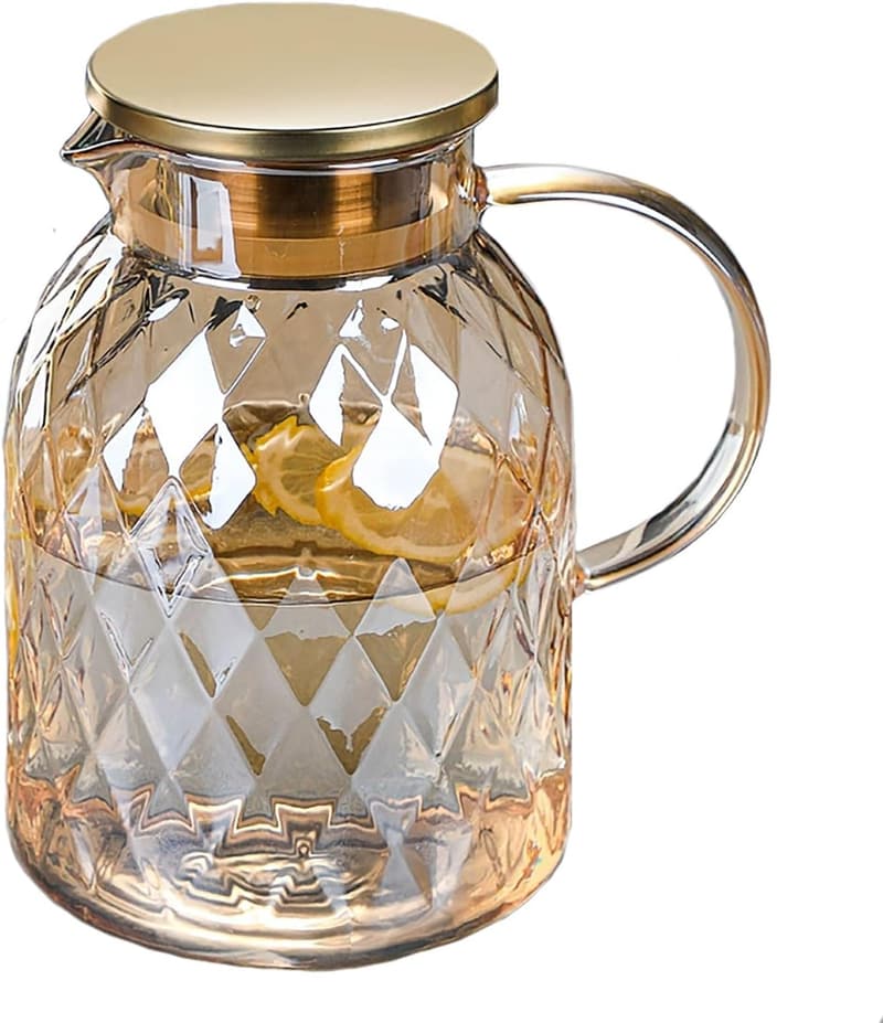 Hitzebeständige Wasserkaraffe aus Borosilikatglas mit Deckel, 1800ml