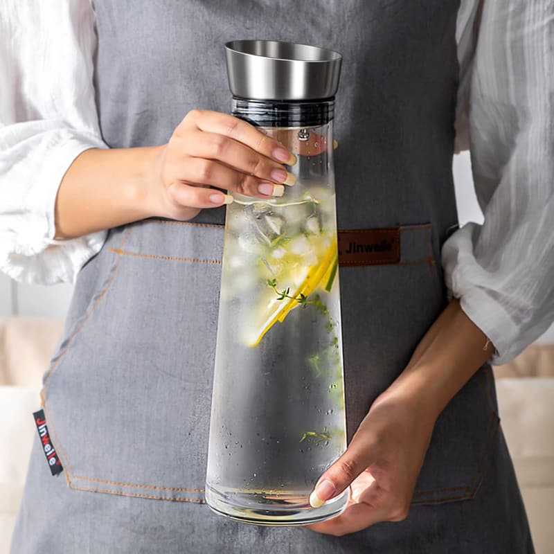 Glas-Wasserkaraffe mit Deckel (1 Liter) für hausgemachte Getränke
