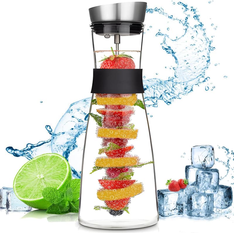 Edelstahl-Deckel Wasserkaraffe 1,2 Liter für Saft und Eistee