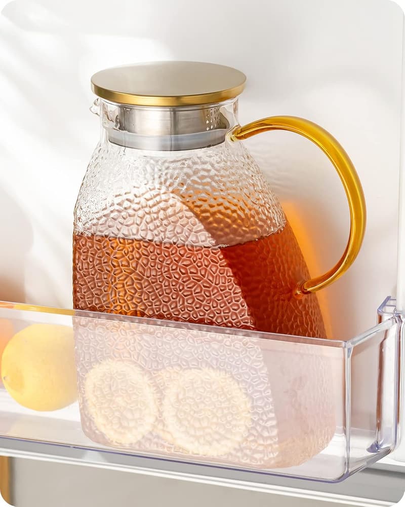 Auslaufsichere Glas-Karaffe mit Edelstahl-Deckel für Getränke (1,8 L)