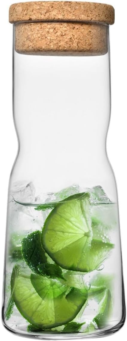 Glas-Wasserkaraffe mit Naturkork, 1000ml – Spülmaschinenfest