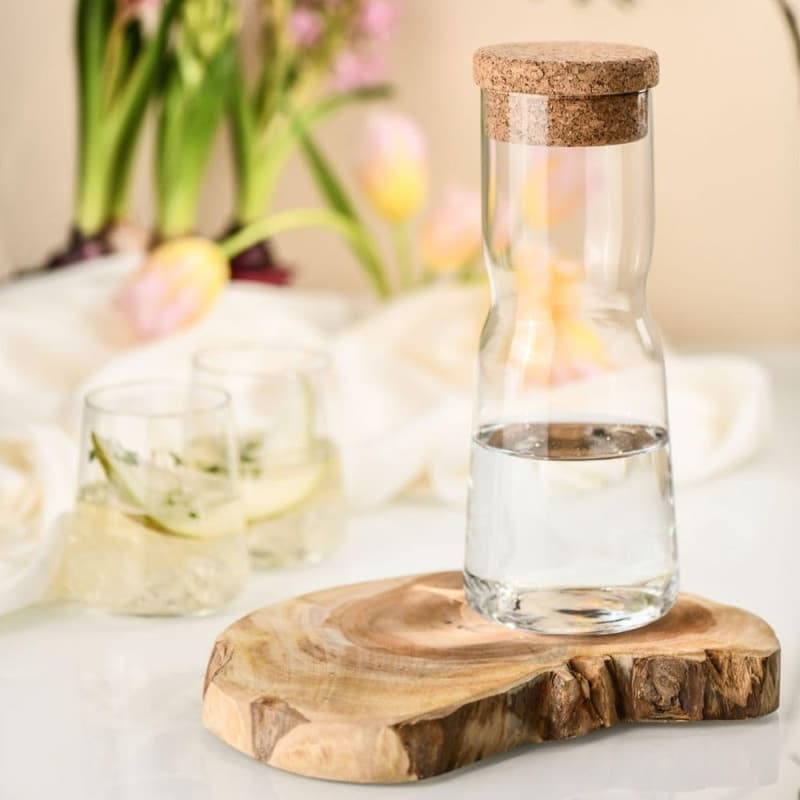 Glas-Wasserkaraffe mit Naturkork, 1000ml – Spülmaschinenfest