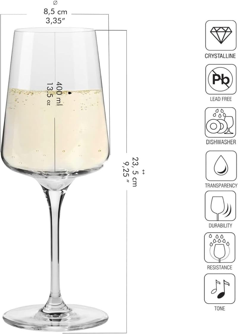 Krosno Infinity Kollektion 6er Set Kristallglas-Gläser, 400 ml, elegant, spülmaschinenfest