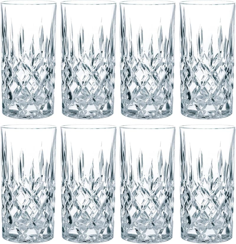 Nachtmann Noblesse Longdrinkglas Set - 8er Set aus Kristall, 375 ml