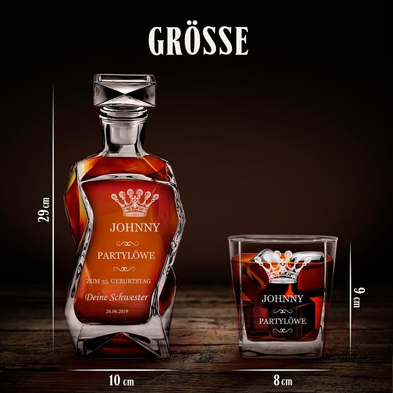 Whiskey Karaffe mit 4 Whiskygläsern – personalisiertes Geschenk für Männer