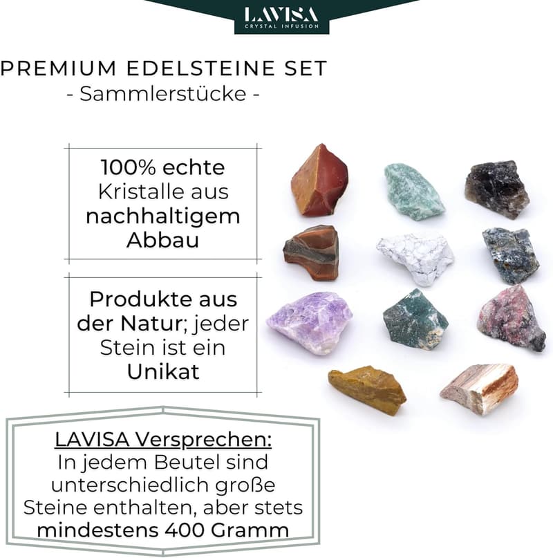 Premium Wasserstein-Mischung | Echte Rohsteine für Edelsteinwasser