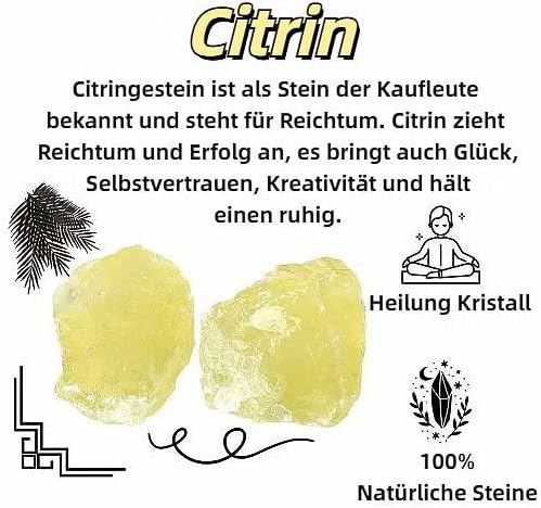 Citrin Rohsteine (2 Stück) – 100% Naturstein für Meditation und Dekoration