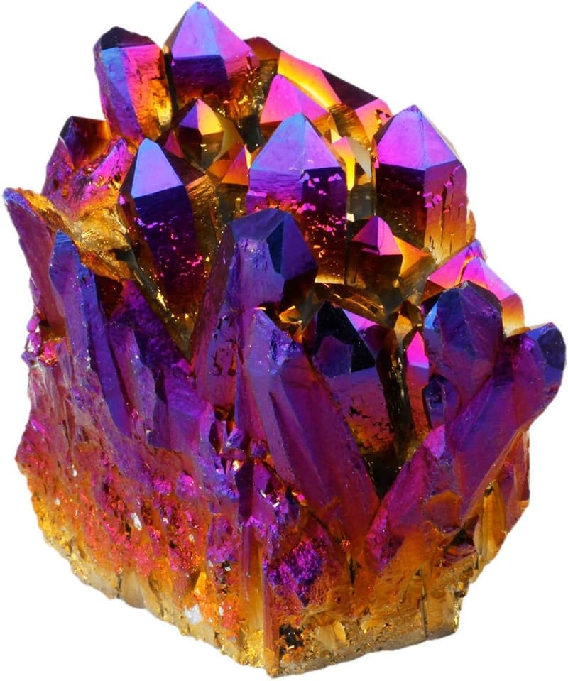Titanbeschichteter Bergkristall Druzy Rohstein für Reiki und Feng Shui Deko