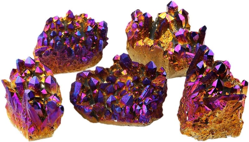 Titanbeschichteter Bergkristall Druzy Rohstein für Reiki und Feng Shui Deko