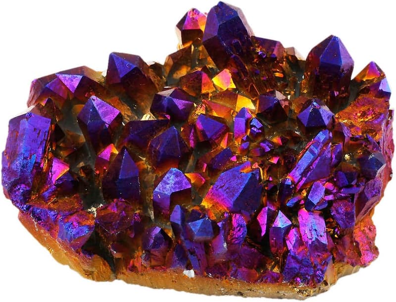Titanbeschichteter Bergkristall Druzy Rohstein für Reiki und Feng Shui Deko