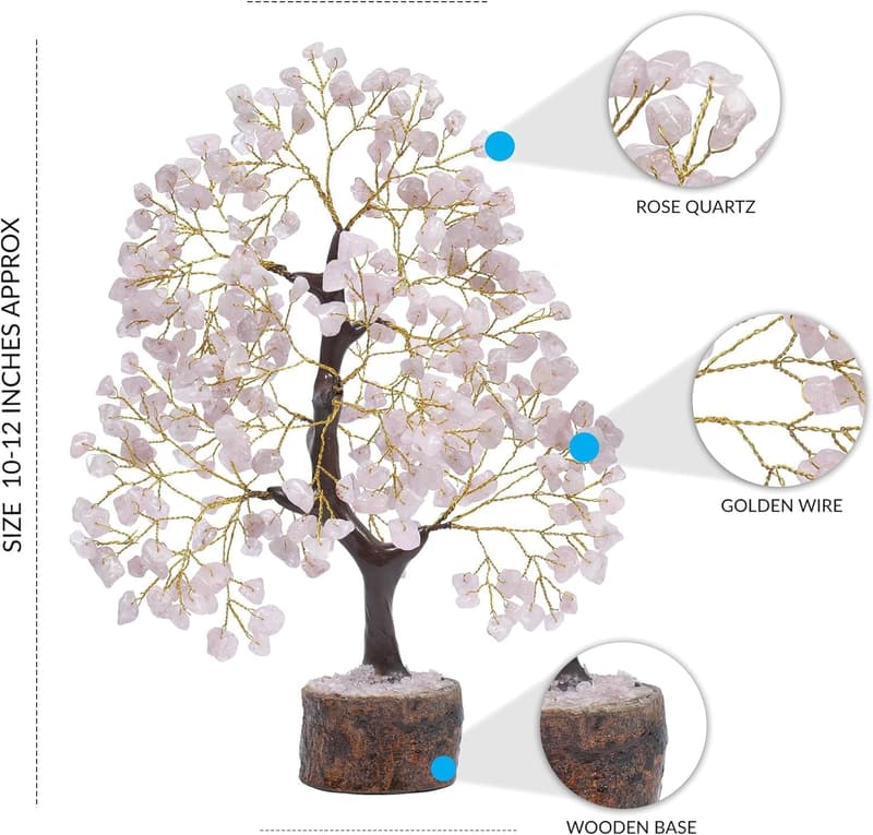 Baum des Lebens aus Rosenquarz – Spirituelles Geschenk mit Kristallen