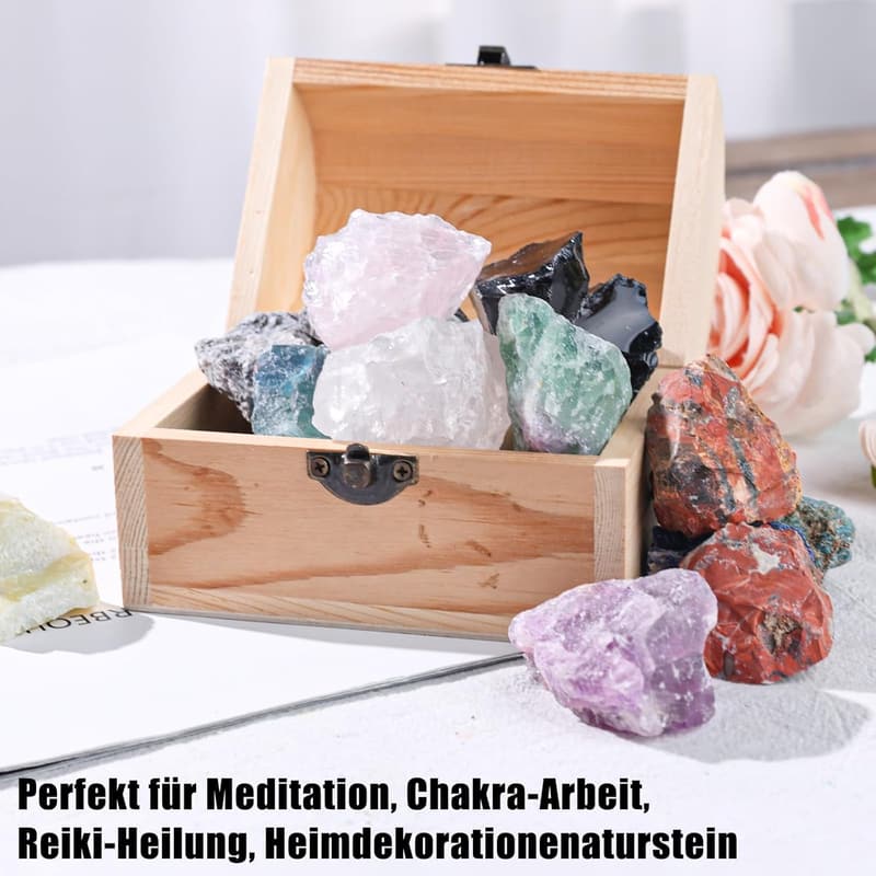 Kristalle Heilsteine Set 1300g – 30-35 Stück natürliche Rohsteine für Meditation