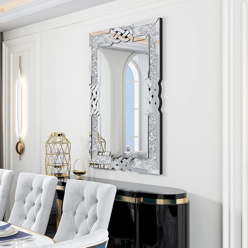 Dekorativer Luxury Kristall Wandspiegel 100×70 cm für Bad und Wohnräume