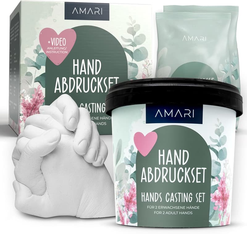 Handabdruck Set für Paare – Gipsabdruck Eukalyptus Geschenk