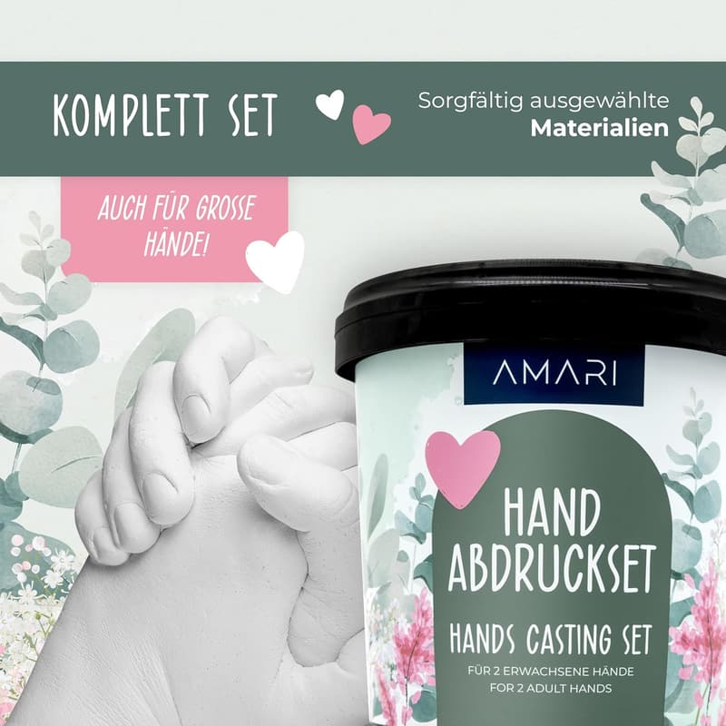 Handabdruck Set für Paare – Gipsabdruck Eukalyptus Geschenk