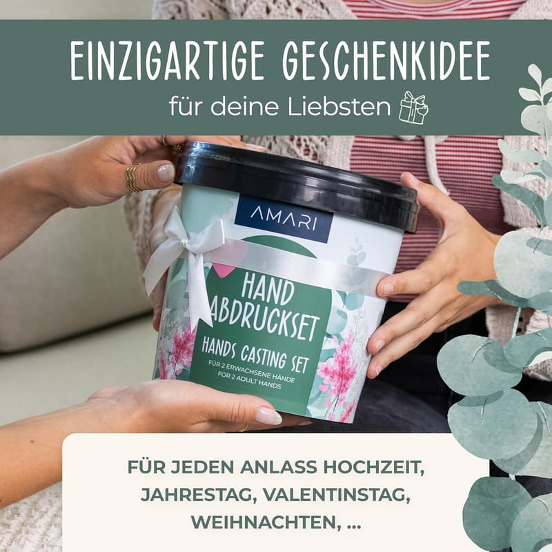 Handabdruck Set für Paare – Gipsabdruck Eukalyptus Geschenk