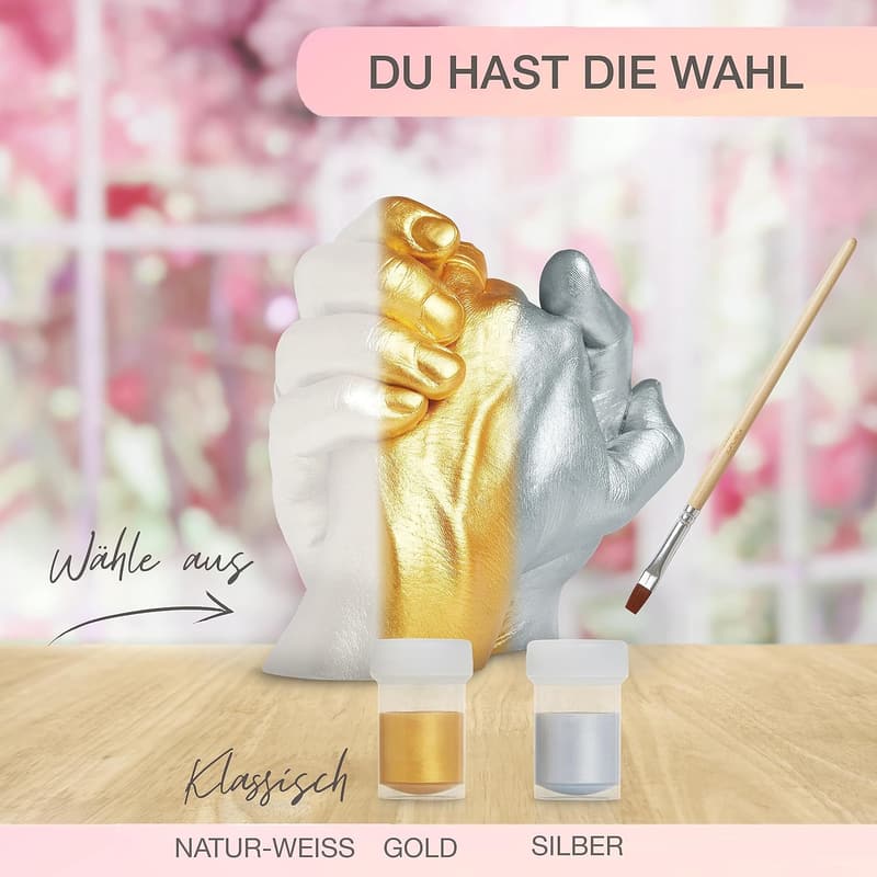 Jahrestagsgeschenk: 3D Handabdruck-Set für Paare, Made in Germany