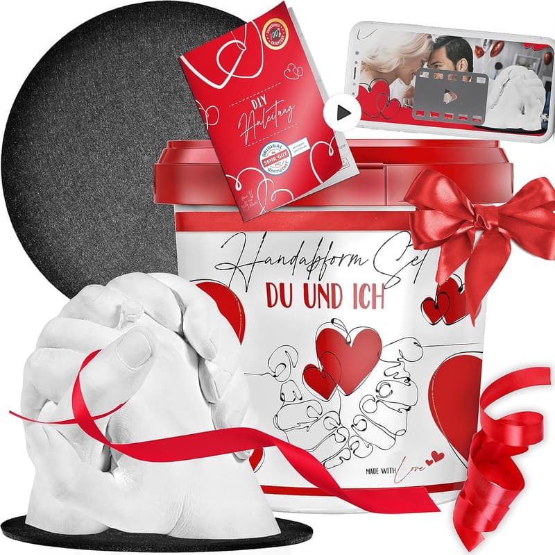 Handabdruck-Set für Paare - Jahrestagsgeschenk aus Gips, Made in Germany