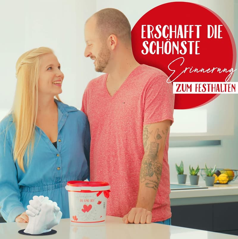Handabdruck-Set für Paare - Jahrestagsgeschenk aus Gips, Made in Germany