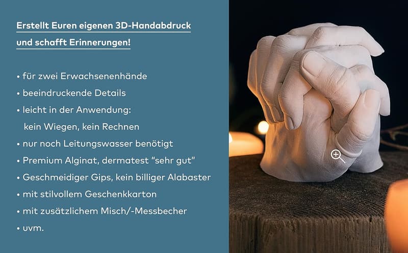 Handabdruck Set für Paare - Personalisierte Gipsabdrücke zur Verlobung