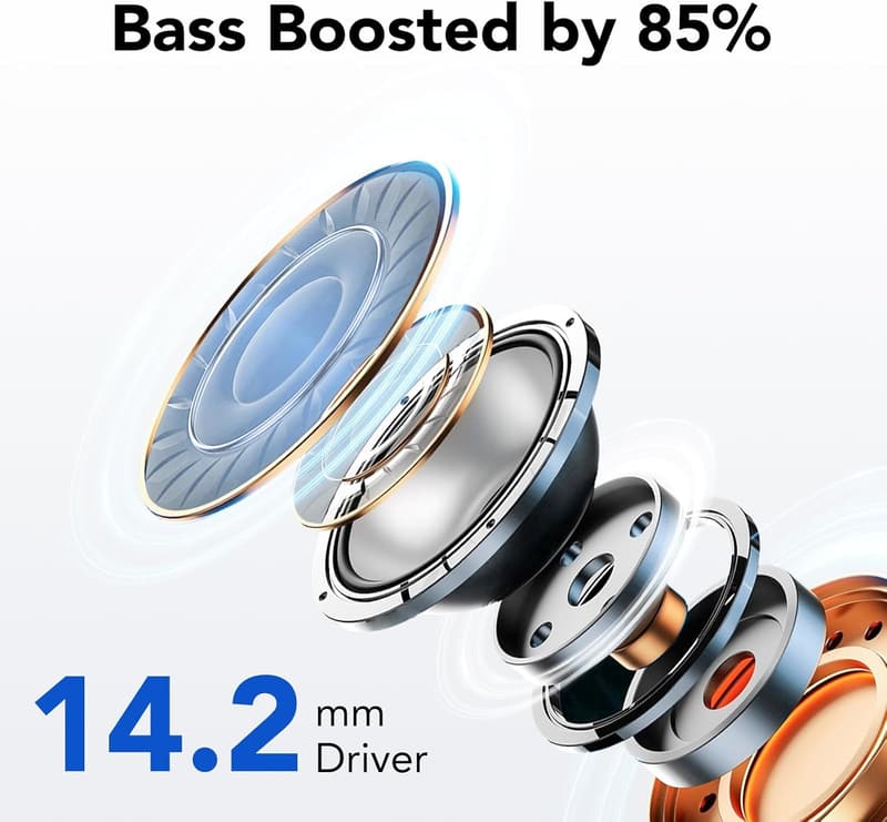 Kabellose Bluetooth 5.3 In-Ear Kopfhörer mit 50H Bass und Noise Cancelling