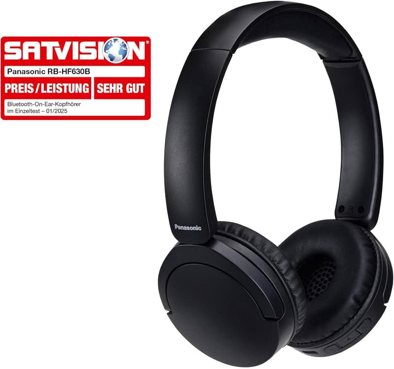 Panasonic HF630B Kabelloser On-Ear Kopfhörer mit Mikrofon, 72 Std. Akku, Bluetooth 5.3, Schwarz