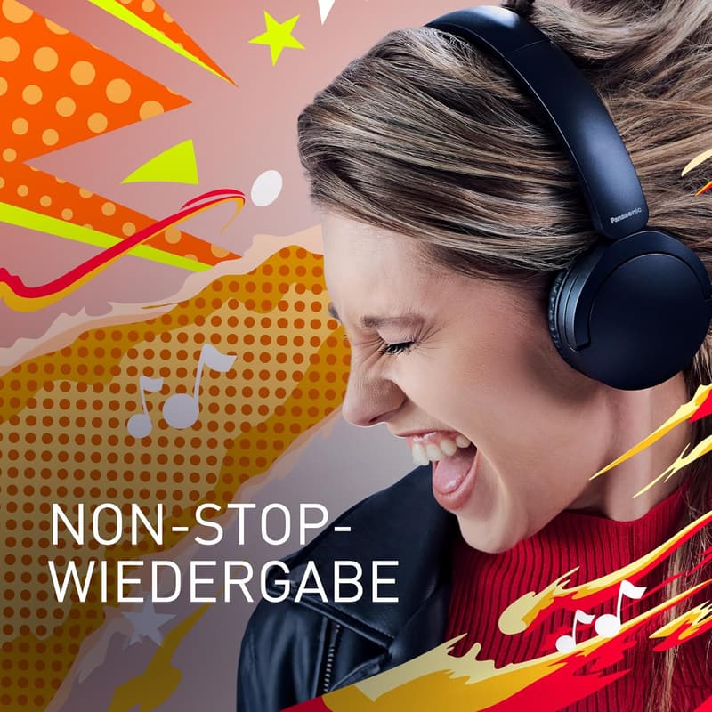 Panasonic HF630B Kabelloser On-Ear Kopfhörer mit Mikrofon, 72 Std. Akku, Bluetooth 5.3, Schwarz