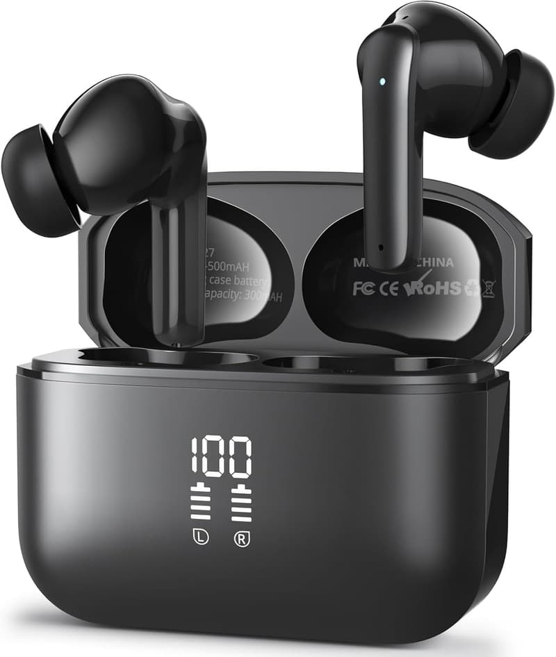 Bluetooth 5.3 In-Ear Kopfhörer mit ENC Lärmreduzierung, 72 Std. Akku, IPX8 wasserdicht