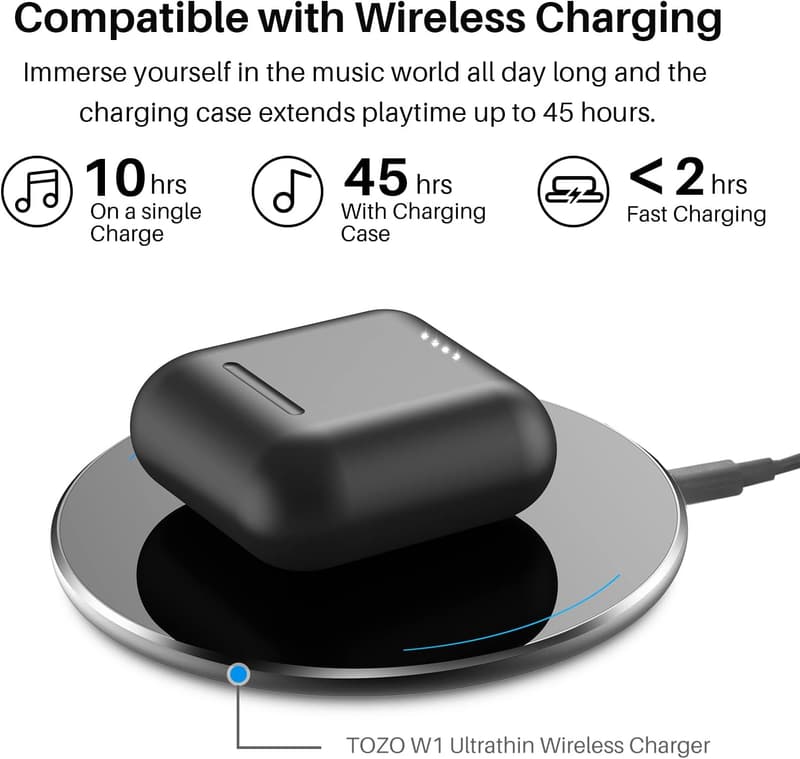 Kabellose Bluetooth 5.3 Sportkopfhörer mit 45 Std Akkulaufzeit - Schwarz