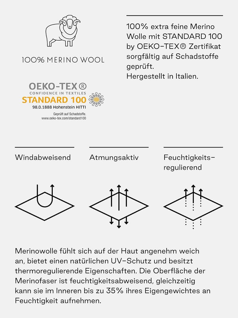 Merino Mütze für Herren und Damen, 100% Merinowolle, warm und dünn