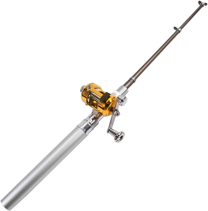 Mini Engel mit goldener Angelrolle in silbernem Stift