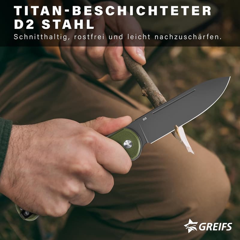 Klappmesser Paxos aus D2 Stahl mit Kydexscheide – EDC Survivalmesser